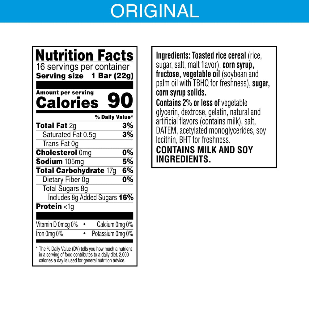 Rice Krispies Treats Original bars packaged for on-the-go snacking