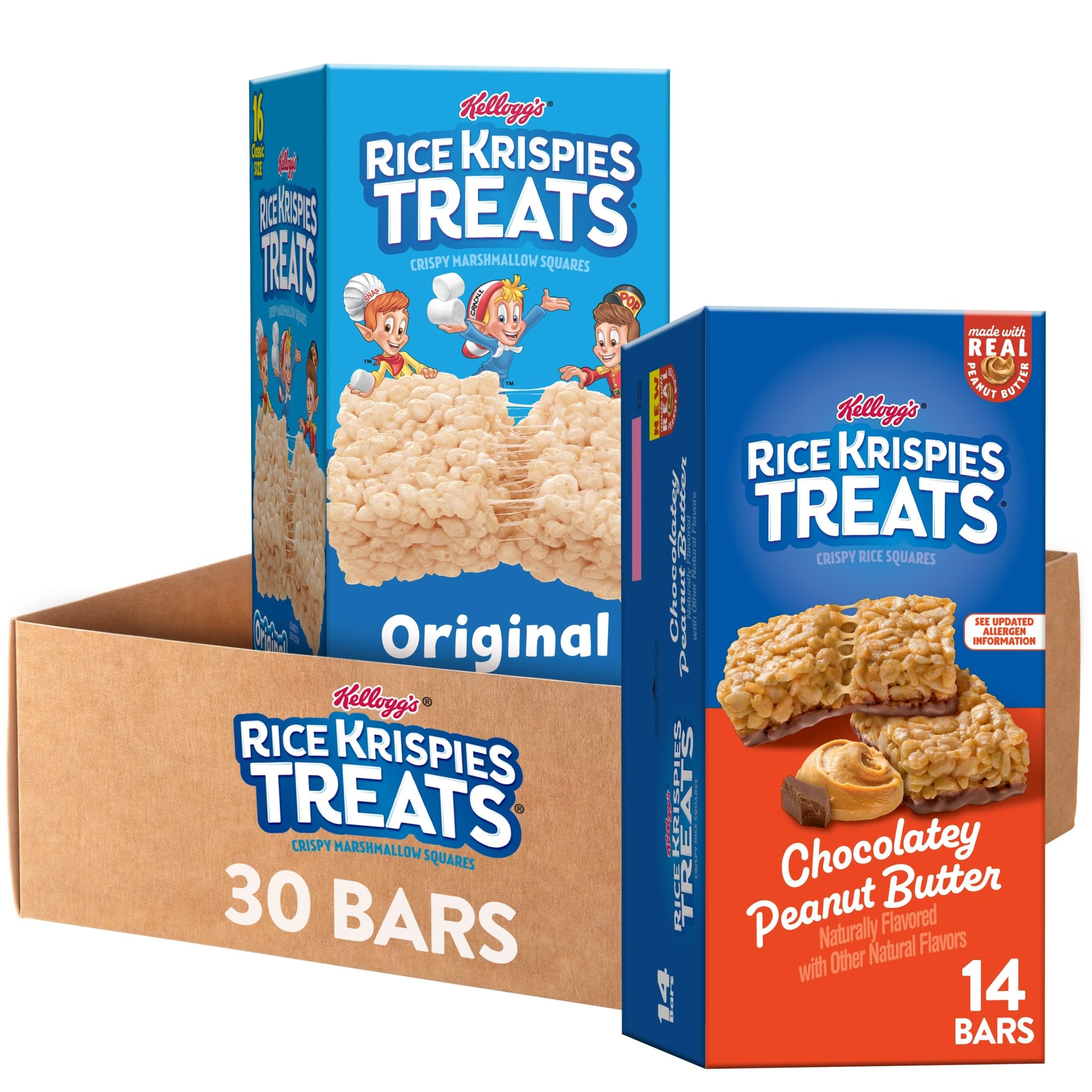 Rice Krispies Treats Original bars on desk, a quick shareable snack.