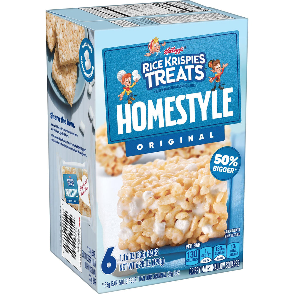 Six-box pack of Rice Krispies Treats shown for freshness