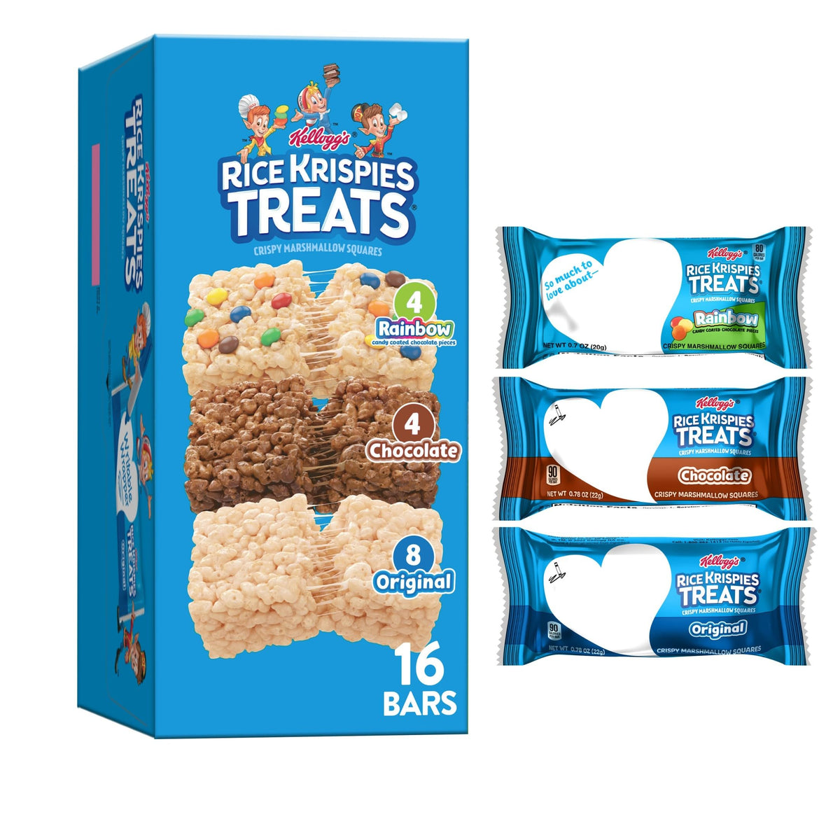 Rice Krispies Treats variety pack box front for family snacking