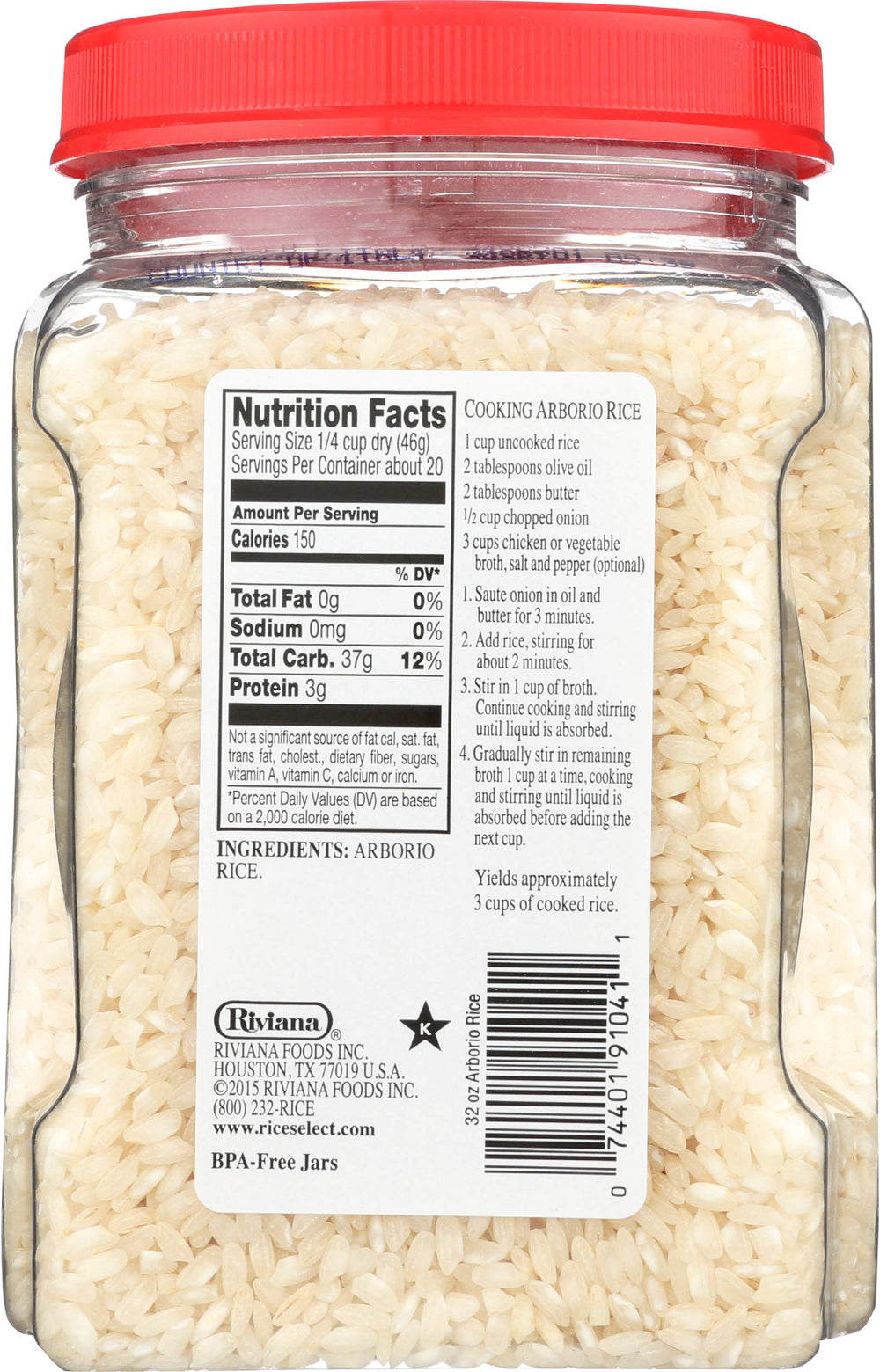 RiceSelect Arborio rice close-up of grains ideal for al dente risotto.