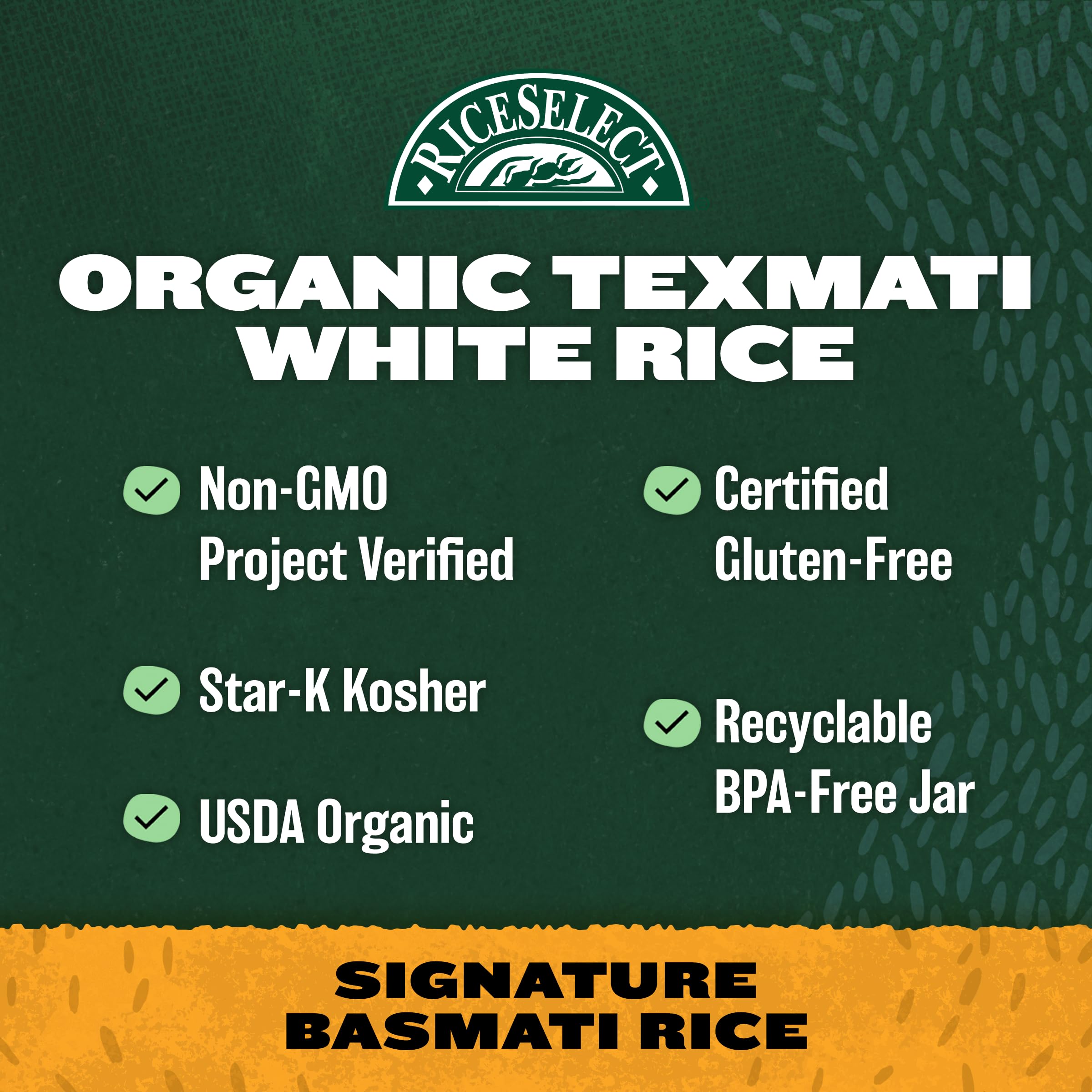 Non-GMO, gluten-free, USDA Organic, with no additives.