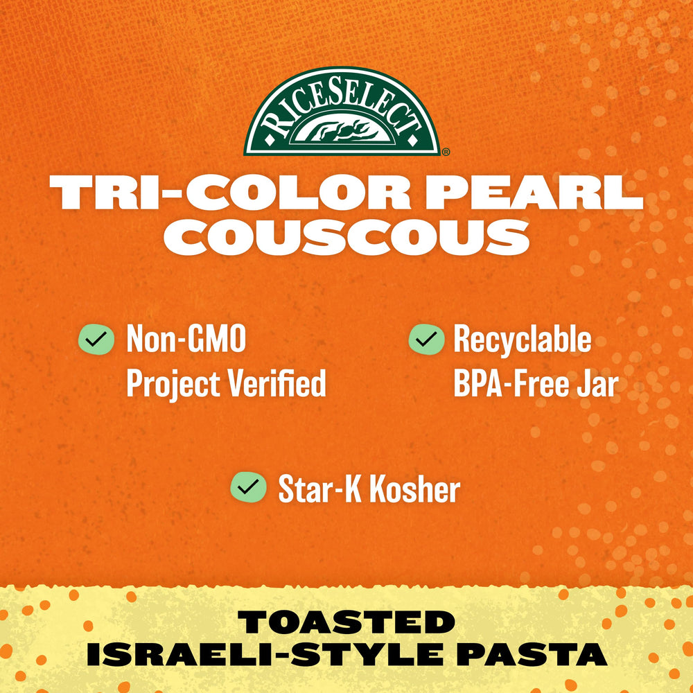 RiceSelect pearl couscous serves as a protein bed with sauces.