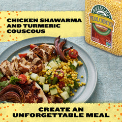 RiceSelect Pearl Couscous with Turmeric jar in recyclable packaging emphasizes sustainability.