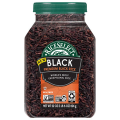 RiceSelect Premium Black Rice jar-front image highlights premium packaging for gluten-free dining