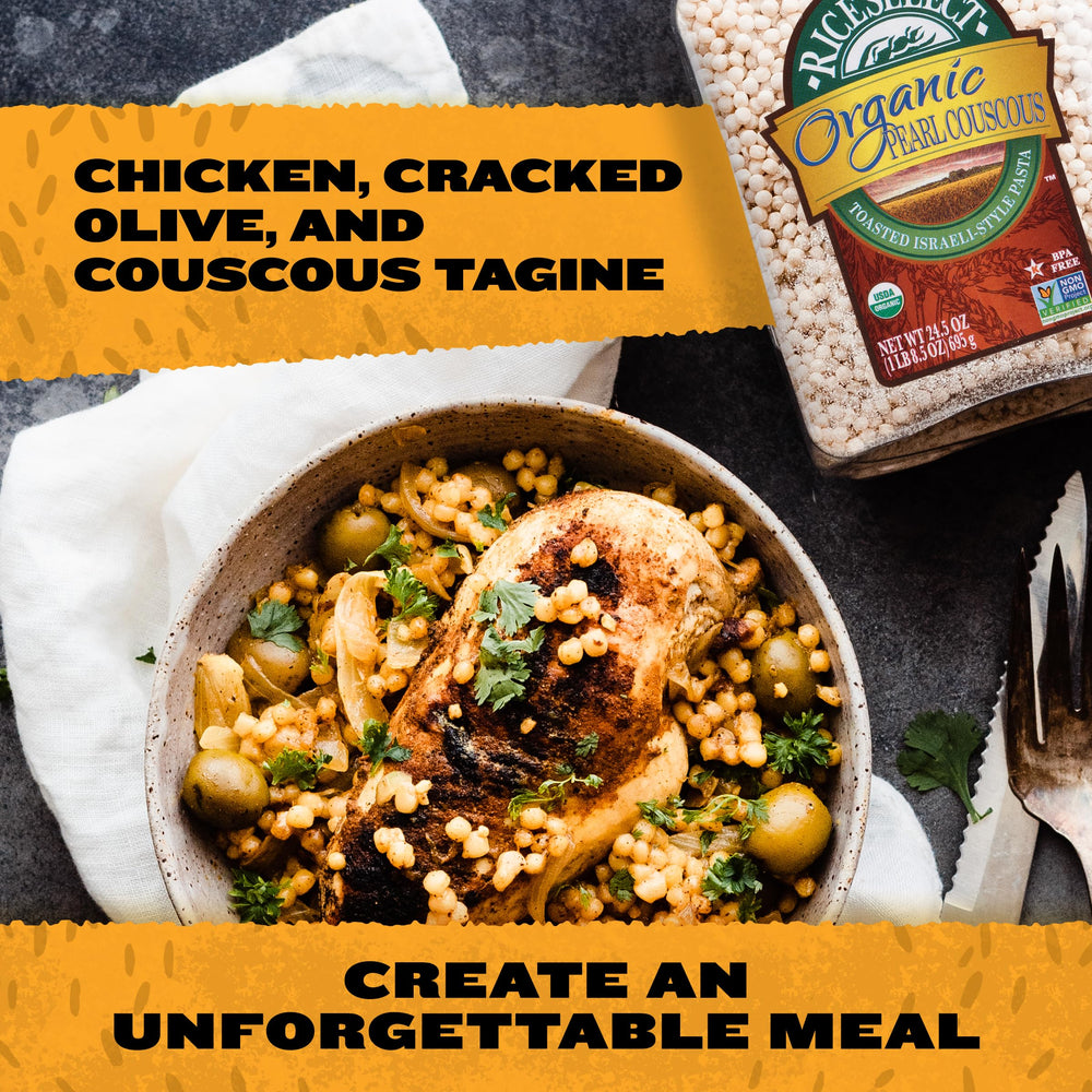 RiceSelect couscous with lentils highlights a versatile side pairing with sauces and vegetables.