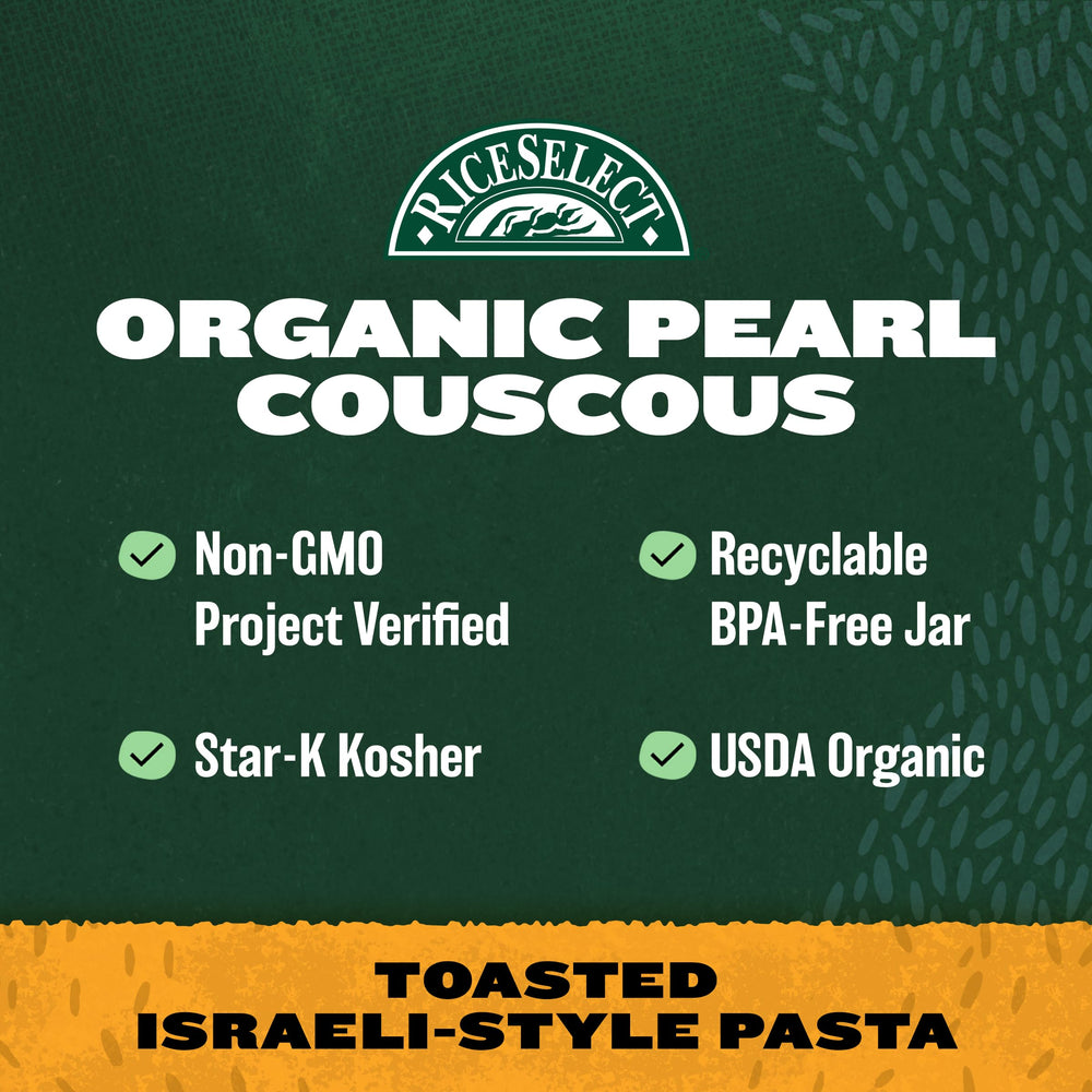 RiceSelect pearl couscous bowl signals an ideal start for seafood, chicken, or roasted vegetables.