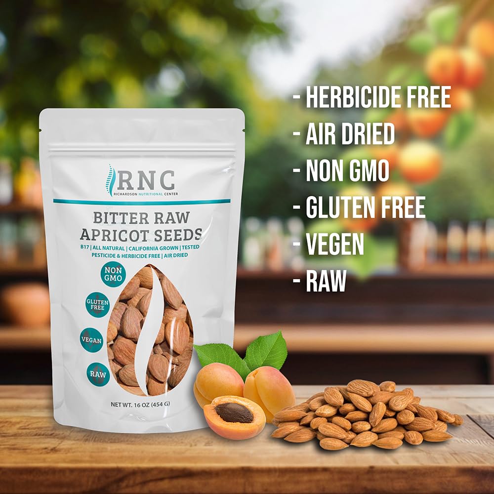 Richardson Nutritional Center pour-ready apricot seeds in a jar for daily use