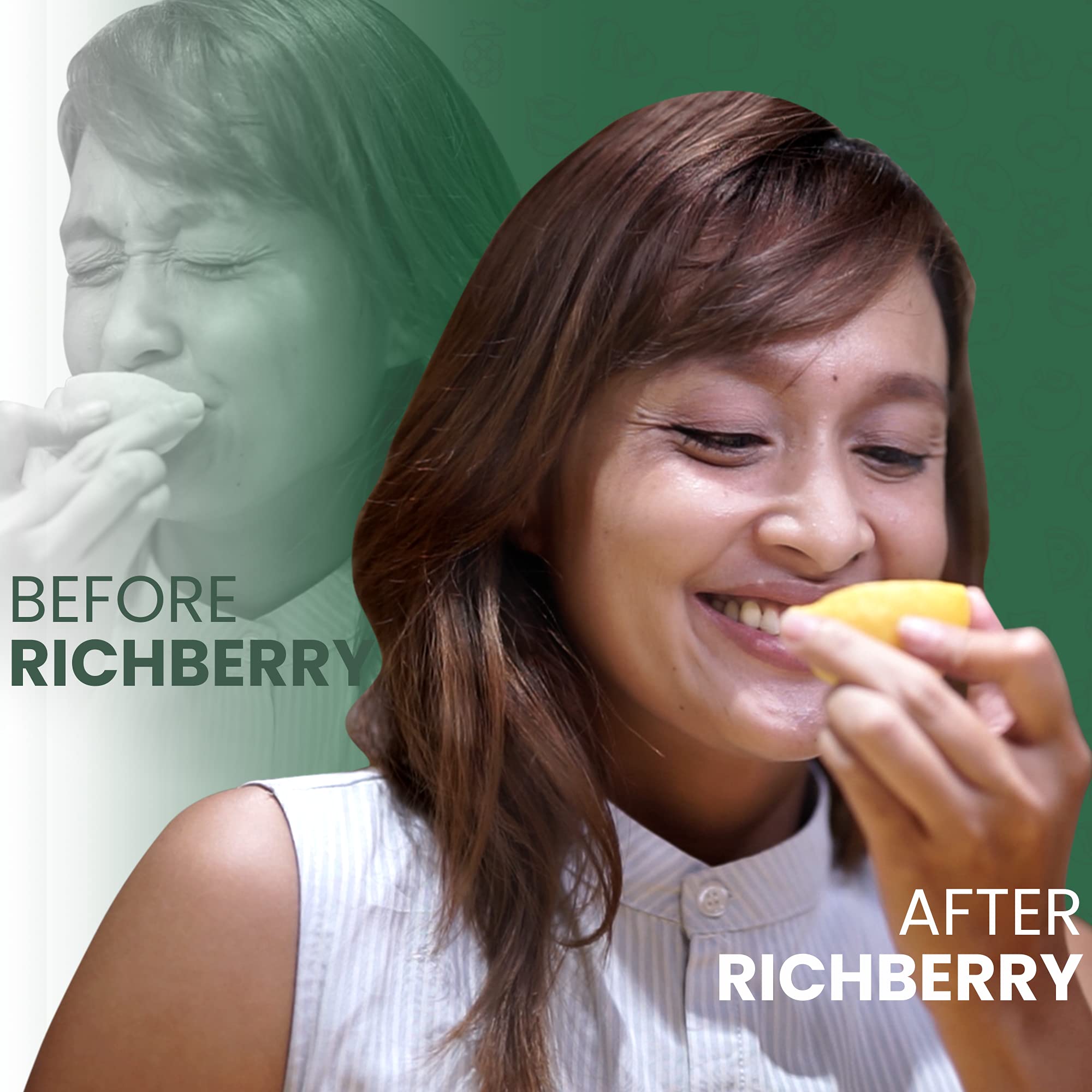 Close-up of Richberry freeze-dried miracle berry halves, a convenient sugar-free flavor enhancer.