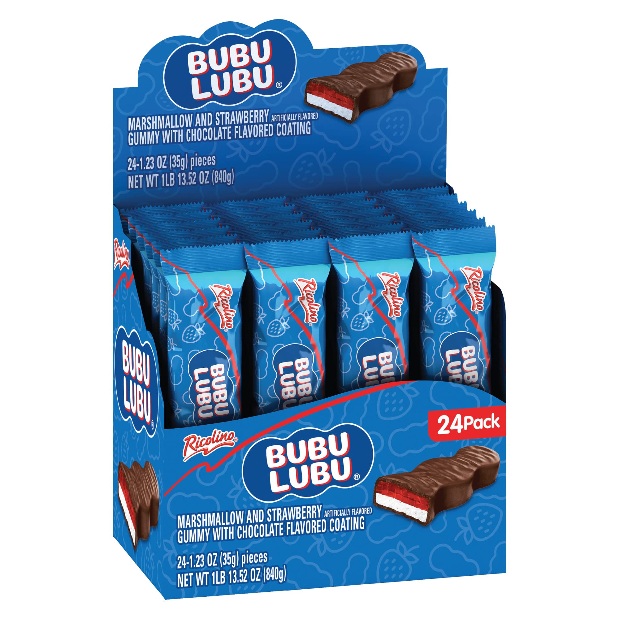 RICOLINO Bubulubu marshmallow bar with chocolate coating, great for movie night snacking.