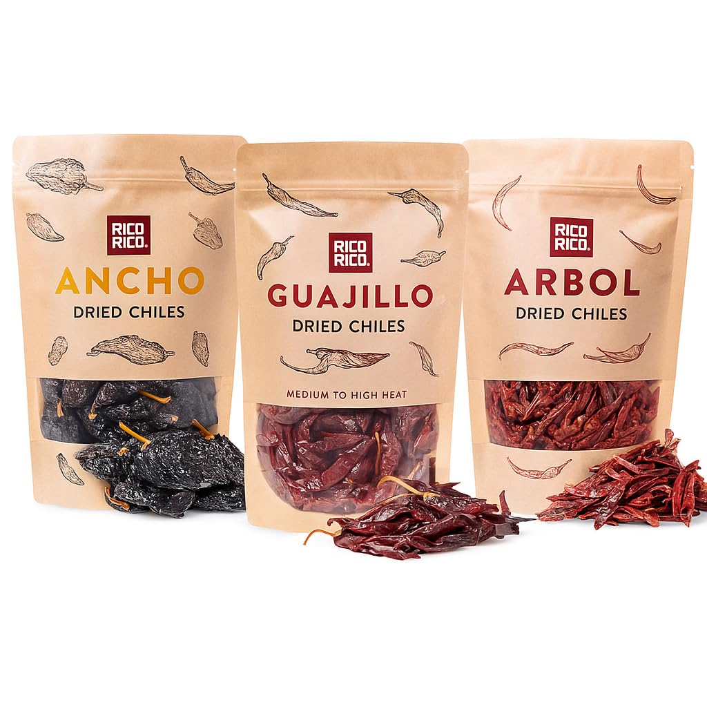 RICO RICO 3-pack packaging preserves freshness for dried chiles
