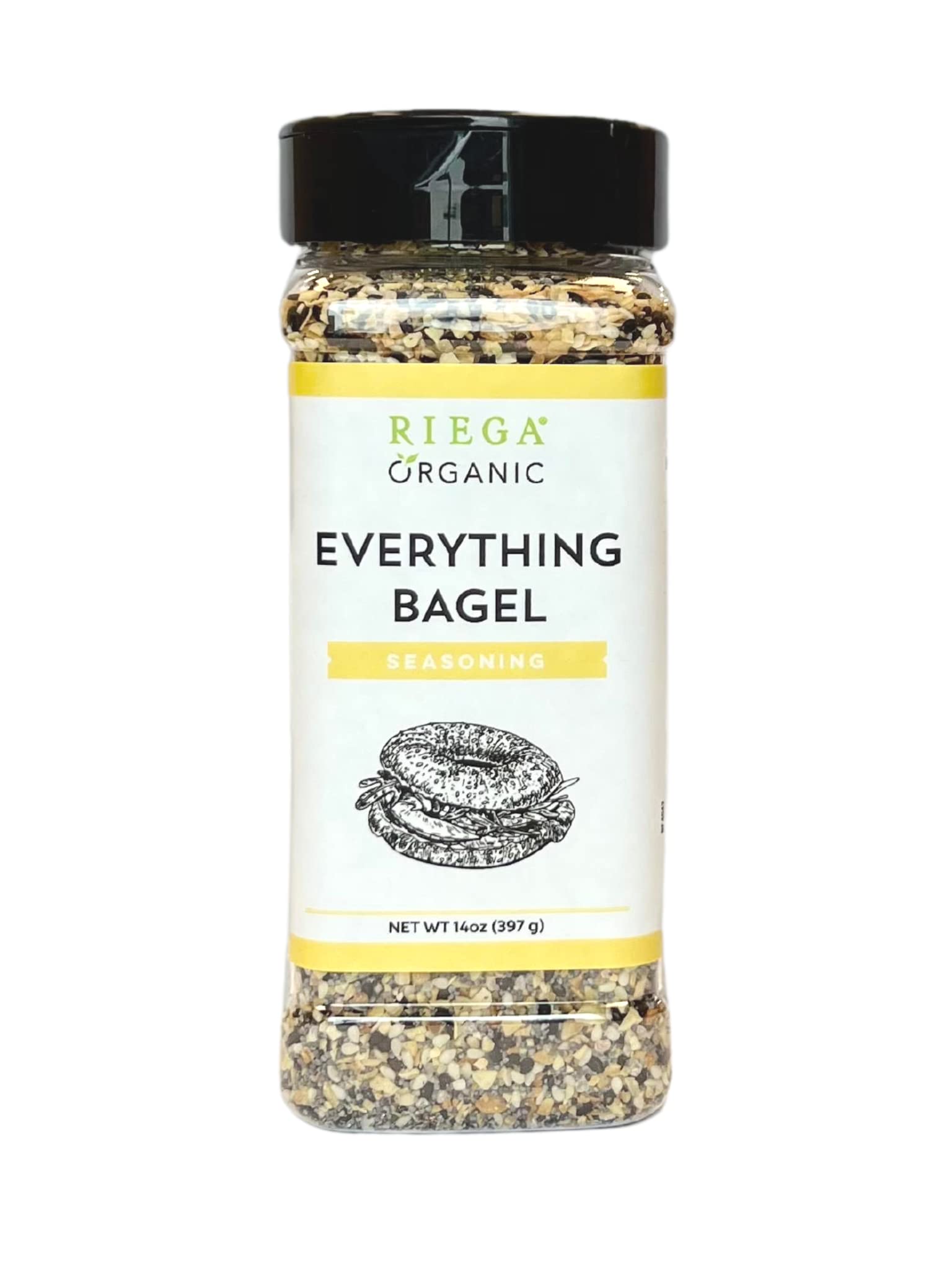 Riega Everything Bagel Seasoning shaker bottle for easy seasoning.