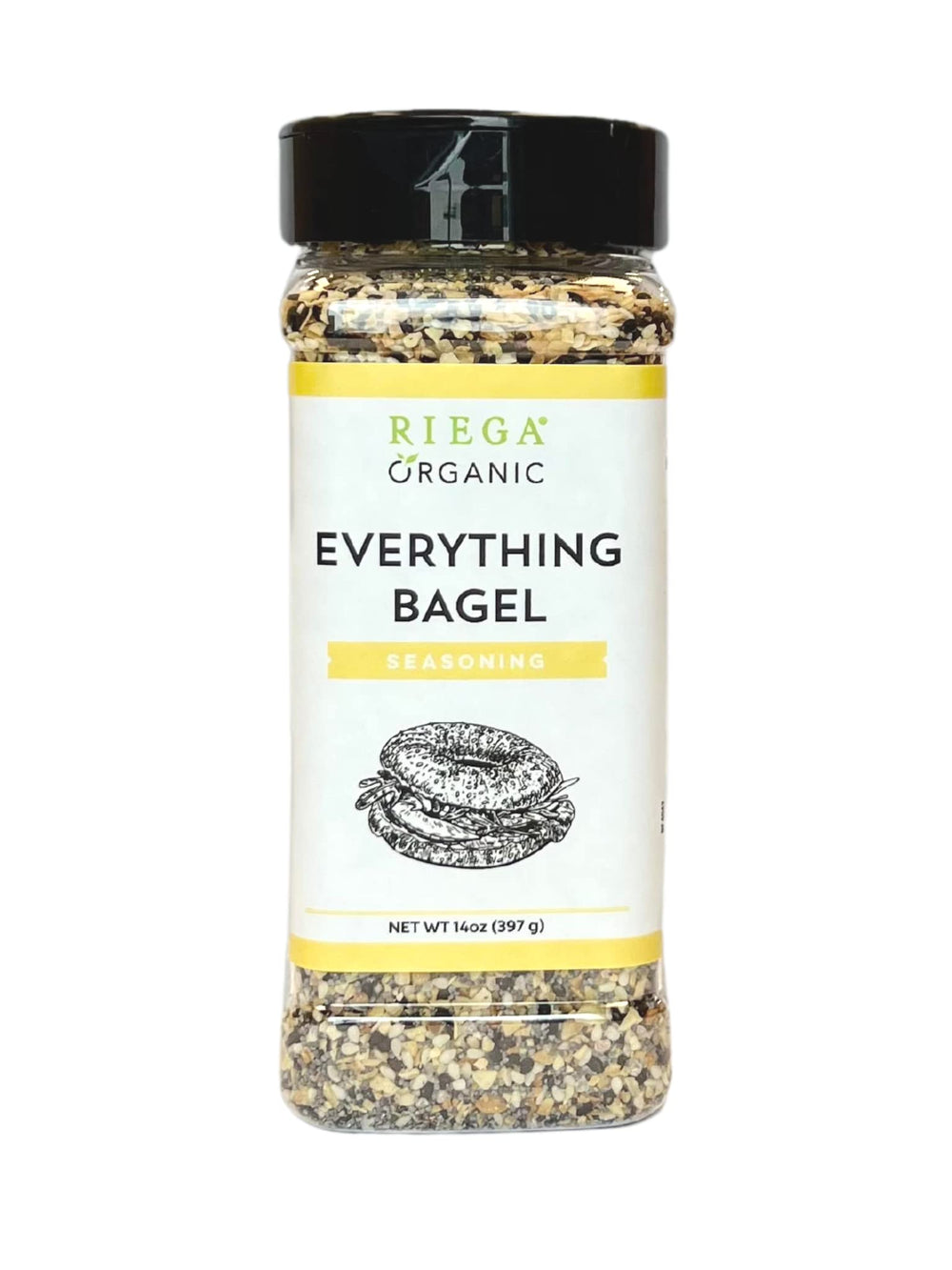 Riega Everything Bagel Seasoning shaker bottle for easy seasoning.