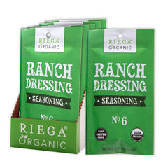 Riega Organic Ranch Dressing Seasoning packets arranged for quick meal prep