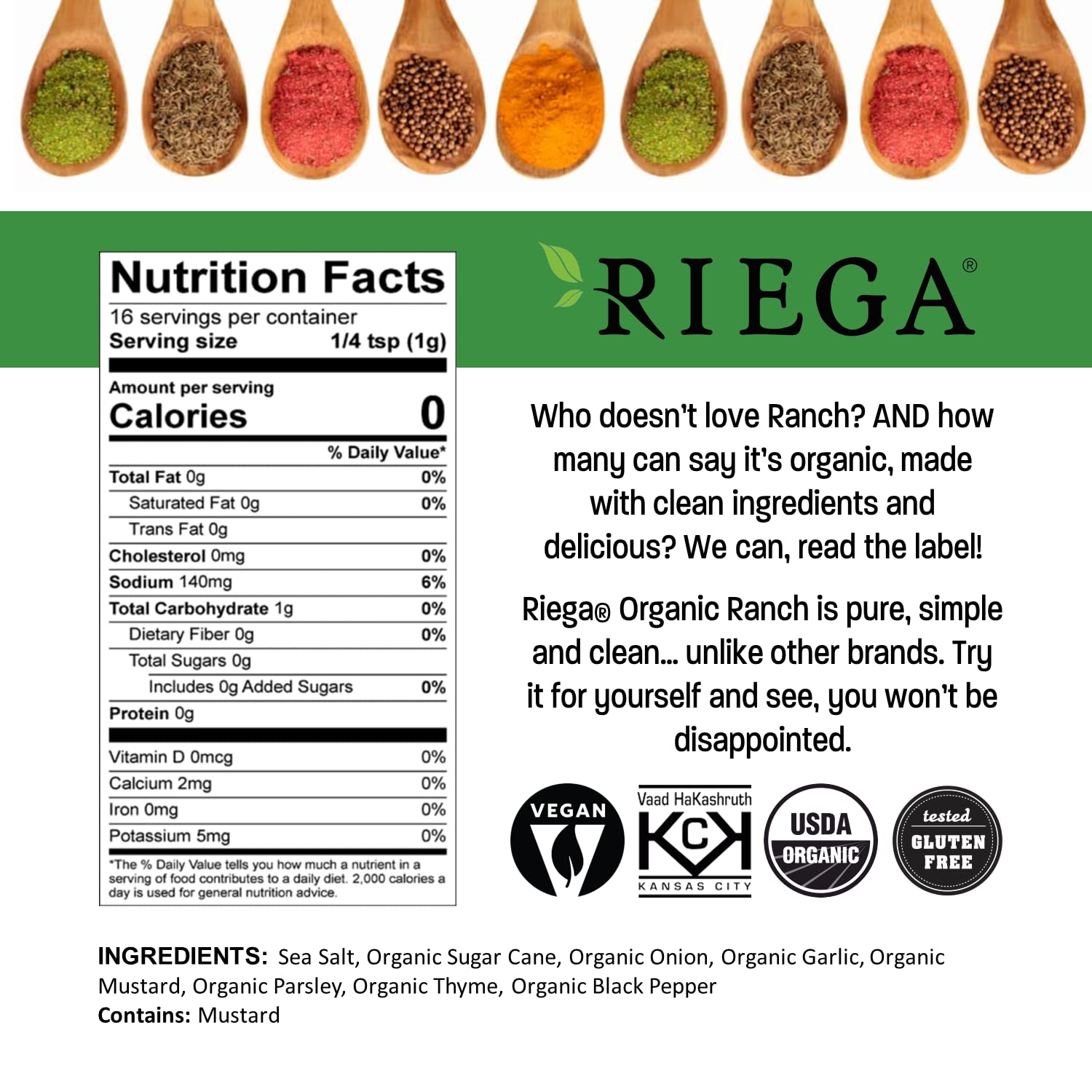 Close-up of Riega ranch seasoning powder ready to whisk