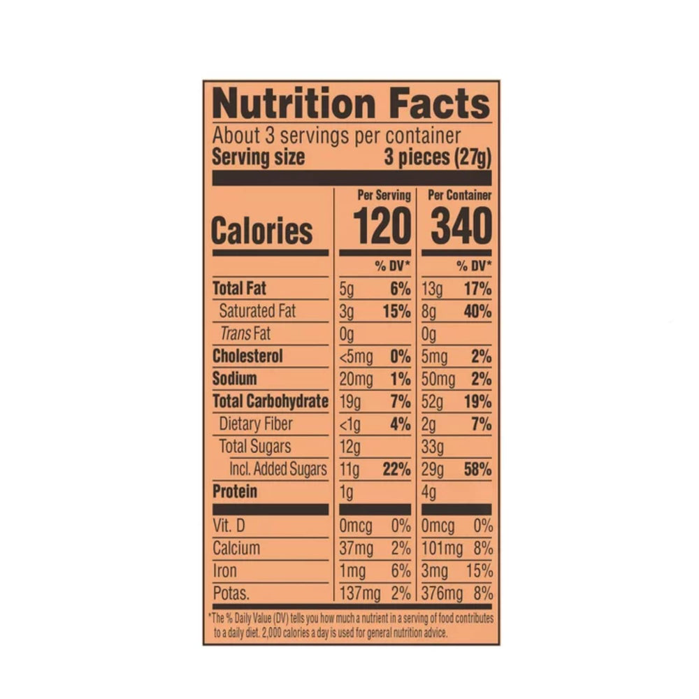Riesen packaging and ingredients info highlights quality and portion control