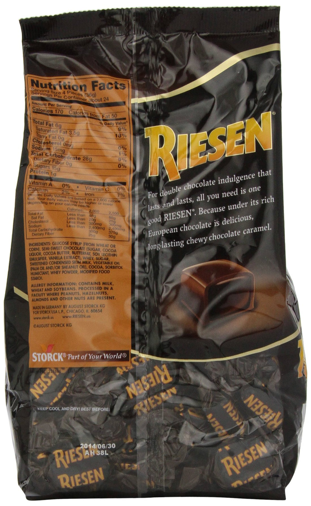 Rich caramel filling enrobed by dark chocolate for a decadent center.