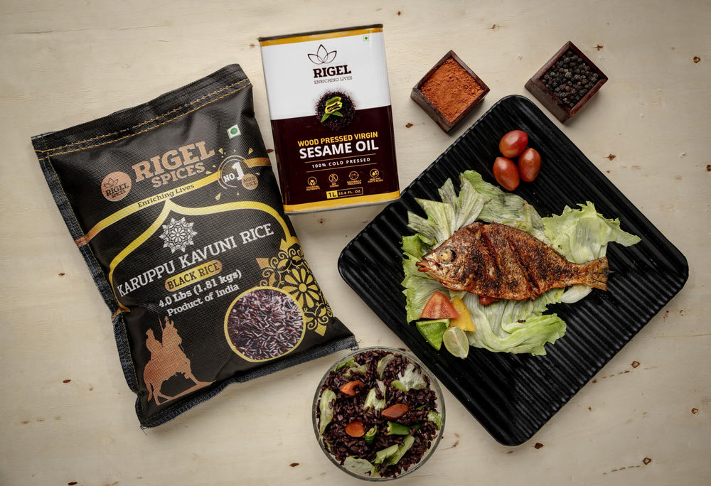 Rigel Spices Karuppu Kavuni rice dessert base for sweet treats.