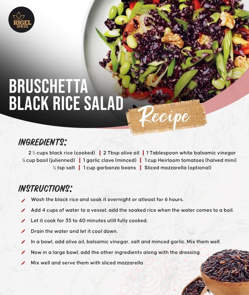 Rigel Spices Karuppu Kavuni black rice gluten-free label on packaging.