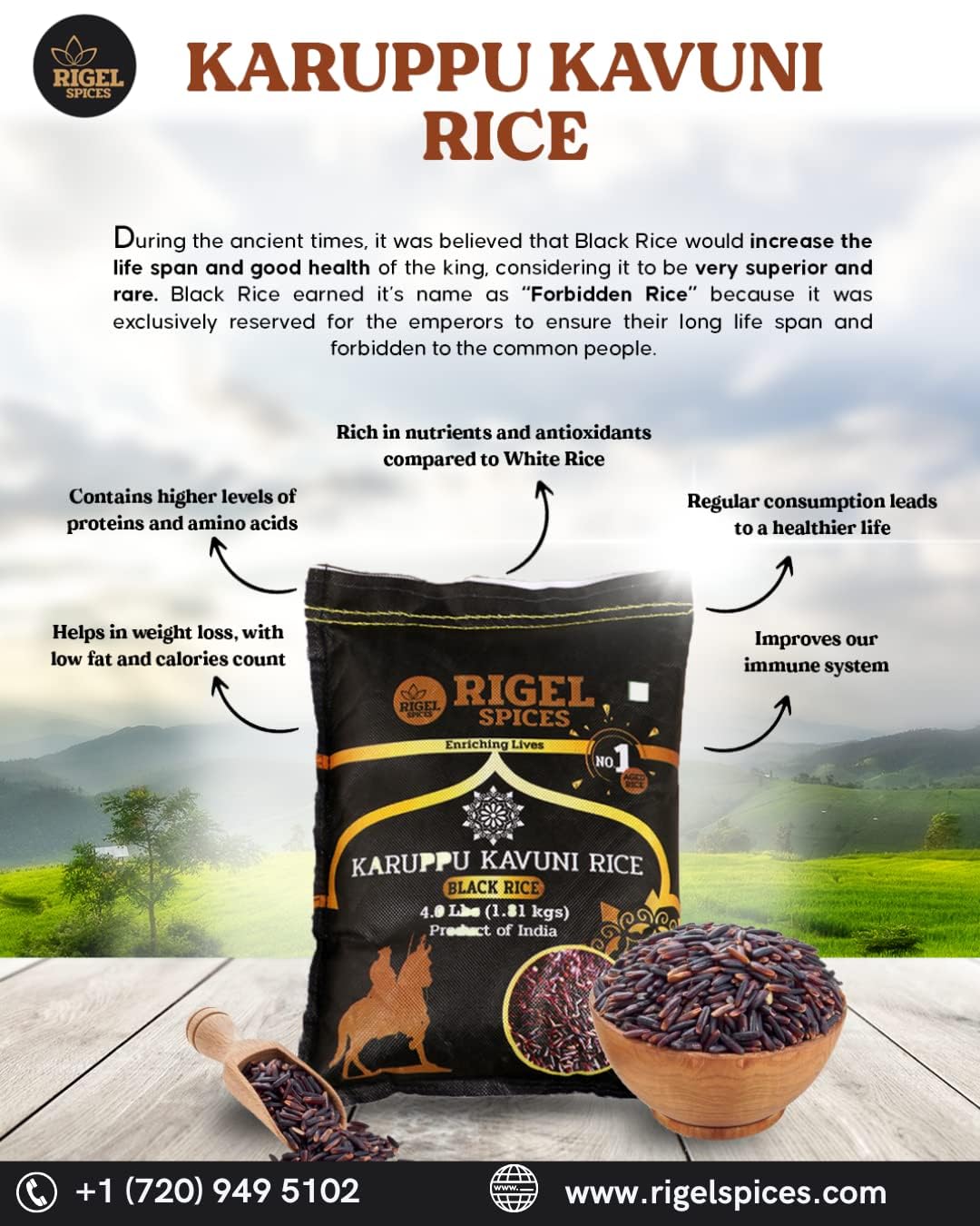 Rigel Spices Karuppu Kavuni cooked pongal dish ready to serve.