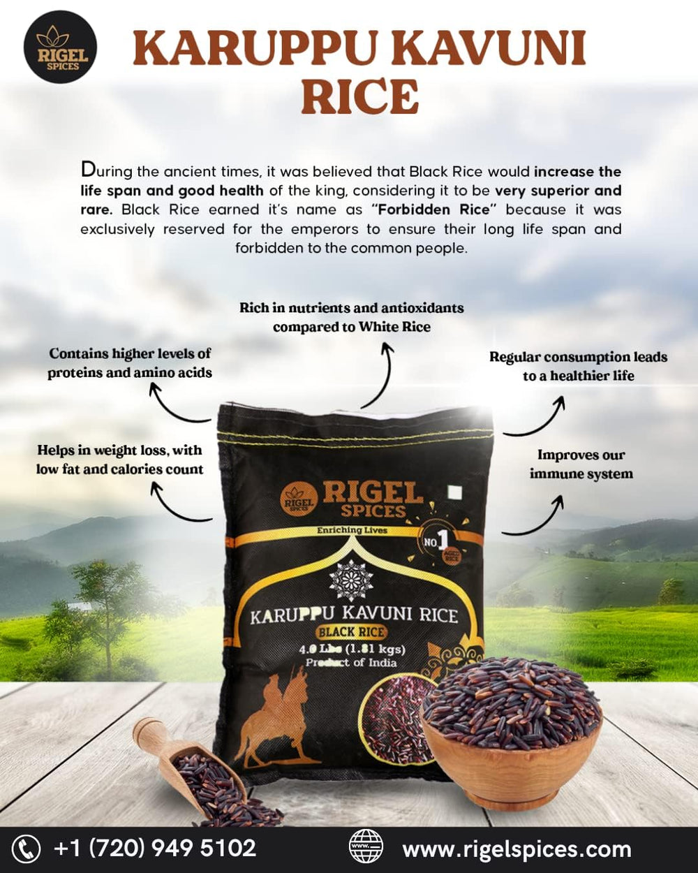 Rigel Spices Karuppu Kavuni cooked pongal dish ready to serve.