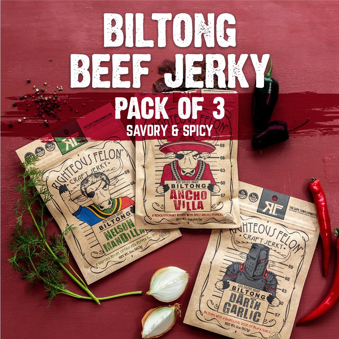 Righteous Felon Ancho Villa Spicy Biltong Jerky smoky heat