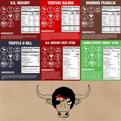 Righteous Felon beef jerky sampler slices highlight protein on the go.