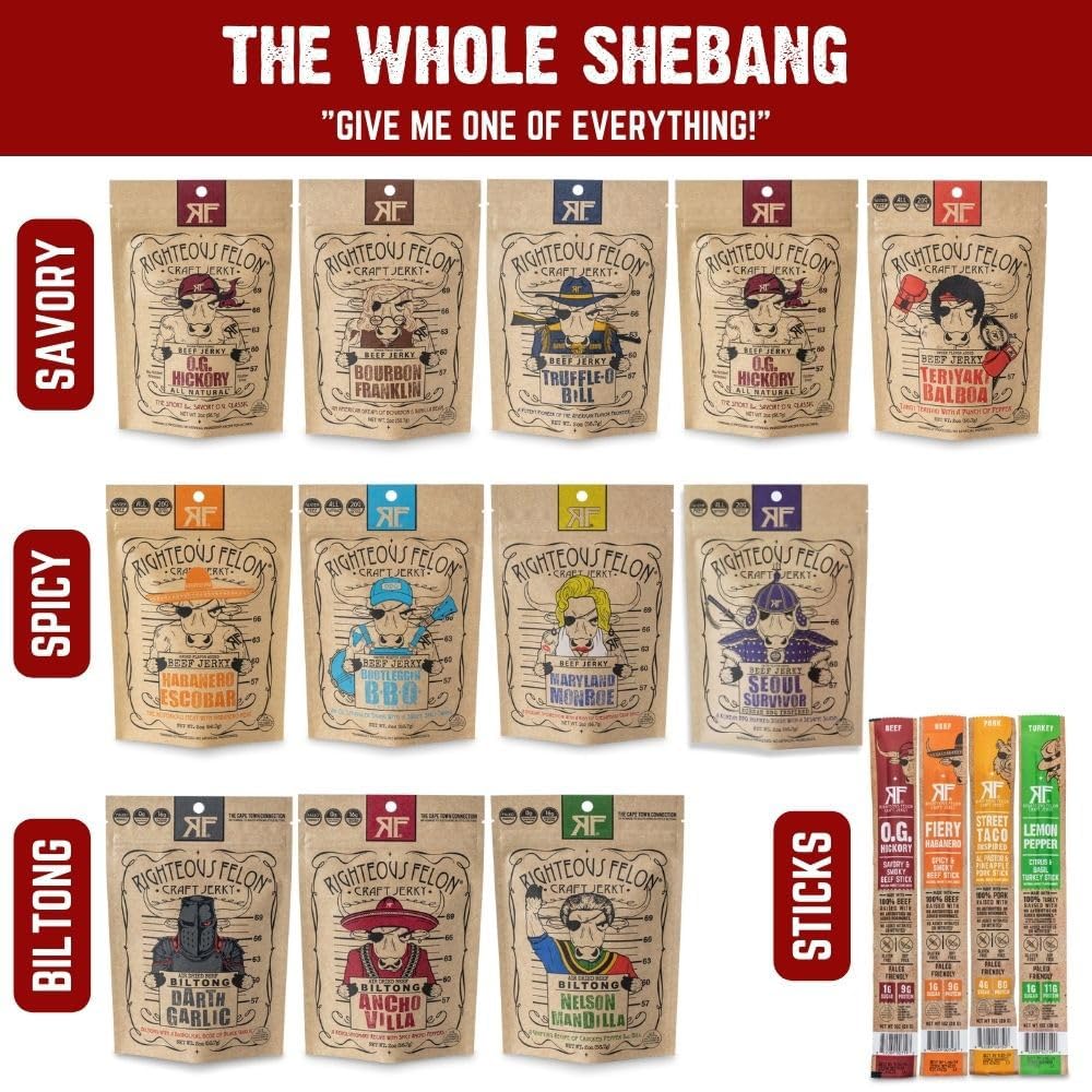 Righteous Felon biltong flavors assortment for keto-friendly snacking