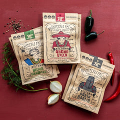 Righteous Felon biltong Ancho Villa Spicy pack, bold heat for adventurous snacking.
