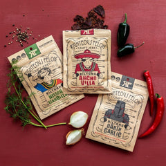 Righteous Felon Darth Garlic Biltong Jerky close-up with bold flavor