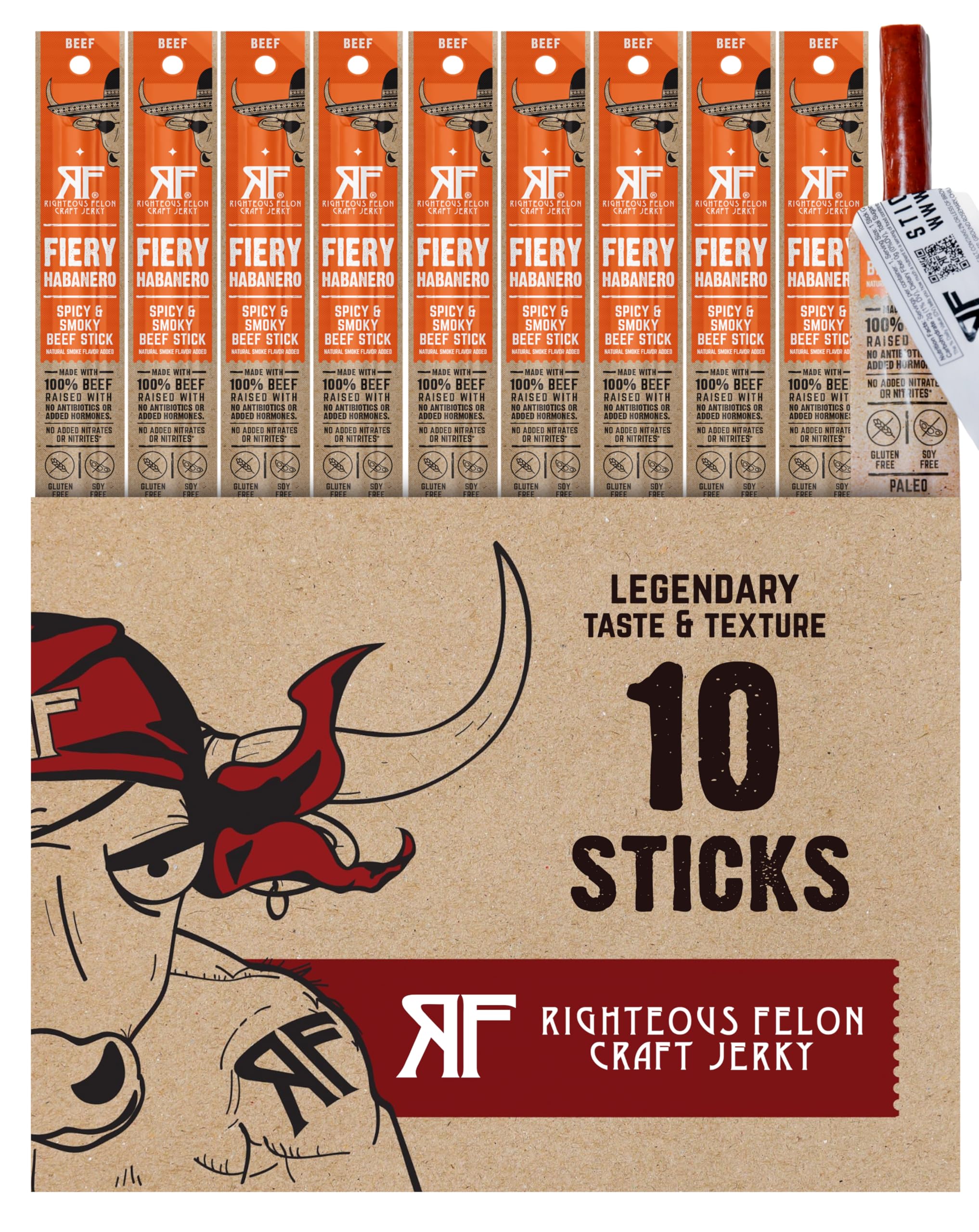 Righteous Felon Fiery Habanero packaging for on-the-go keto snacking