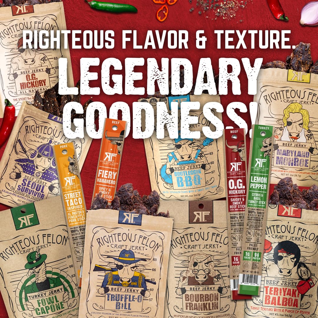 Righteous Felon gift-ready packaging—great gift for jerky lovers.