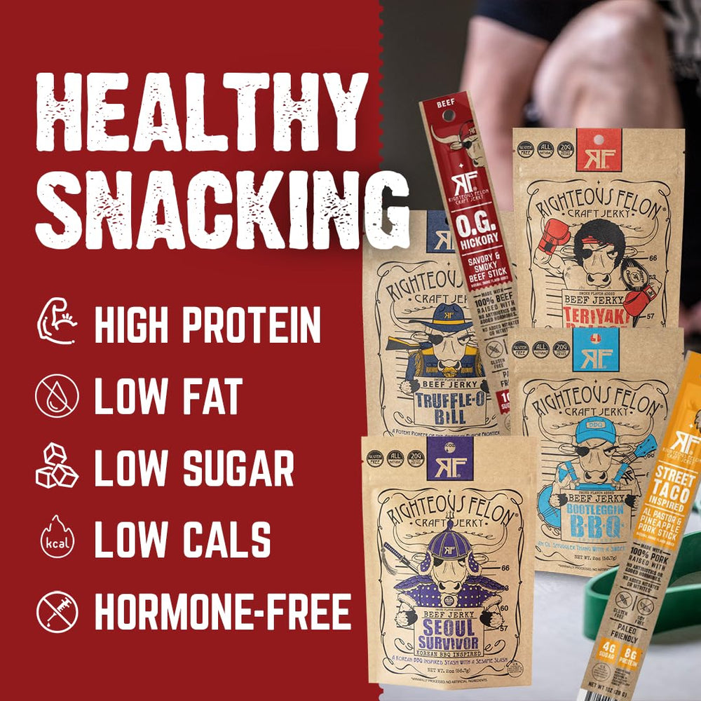 Righteous Felon gluten-free snacks display—clean ingredients for gluten-free diets.