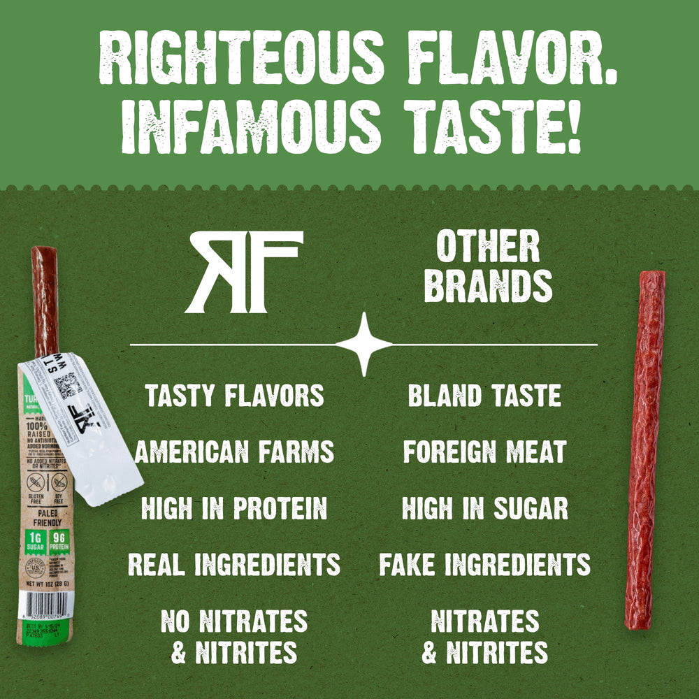 Righteous Felon Gluten-free turkey sticks ideal for gluten-free snacking
