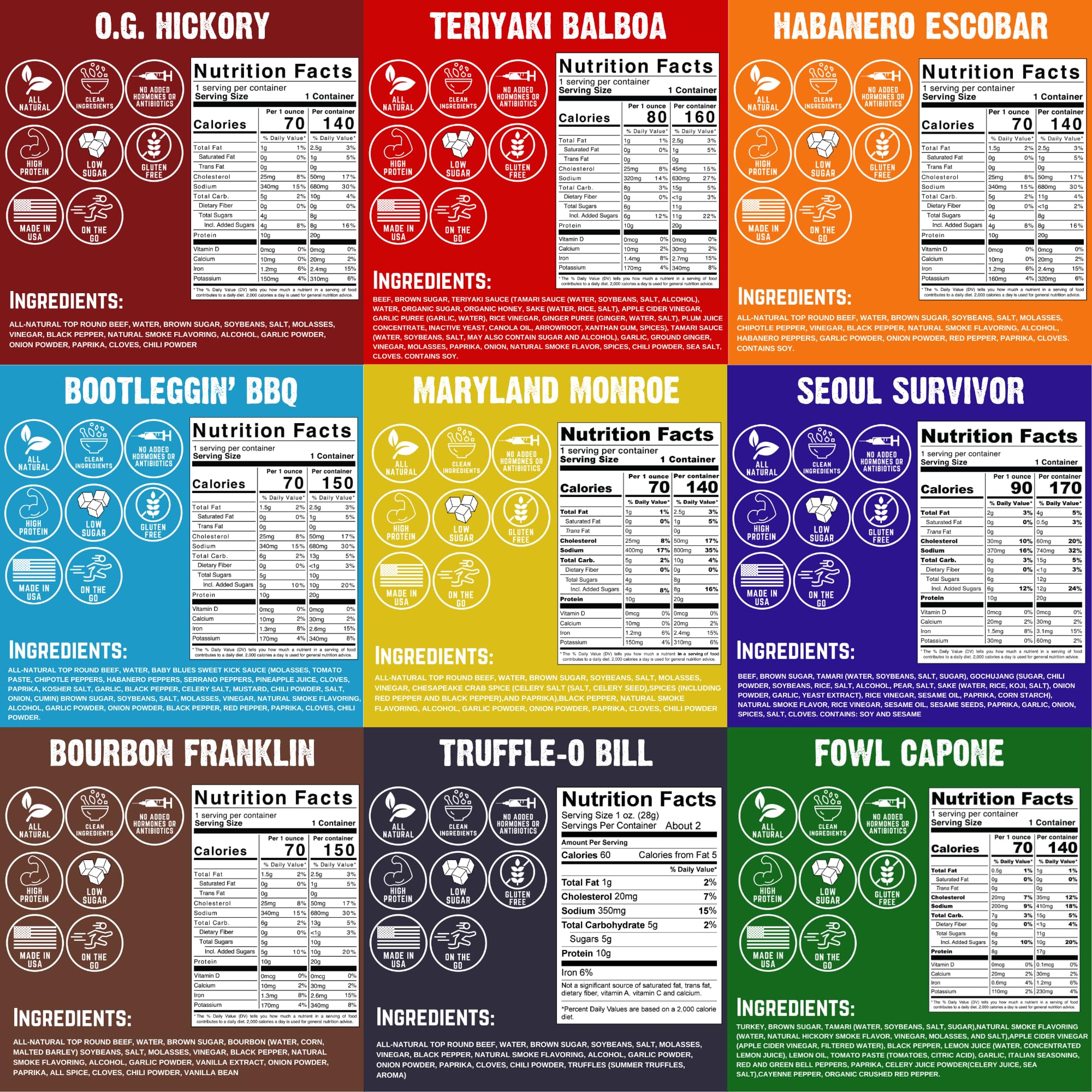 Righteous Felon jerky flavors assortment—perfect for tasting different textures and flavors.