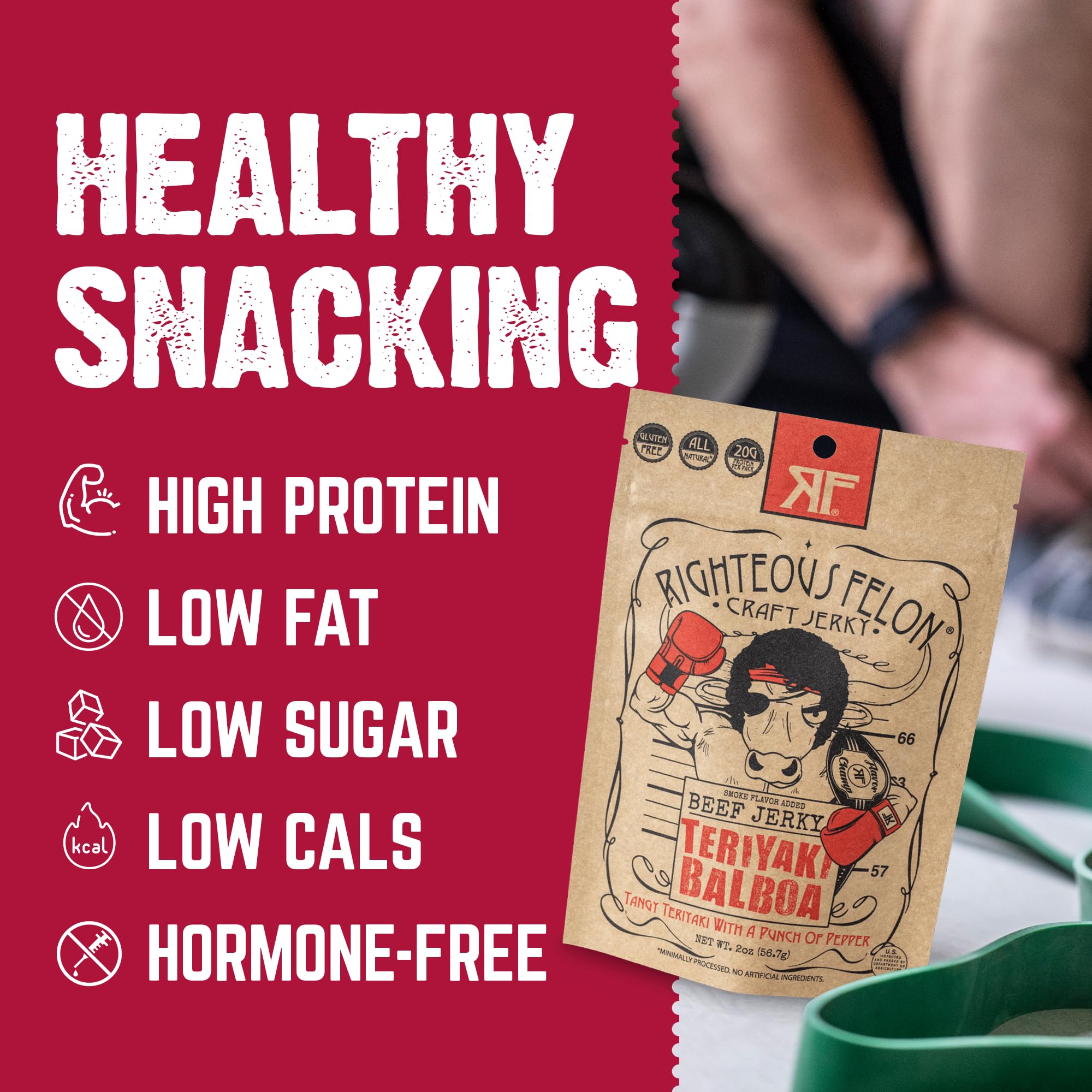 Righteous Felon jerky on-the-go snack pack ready for travel