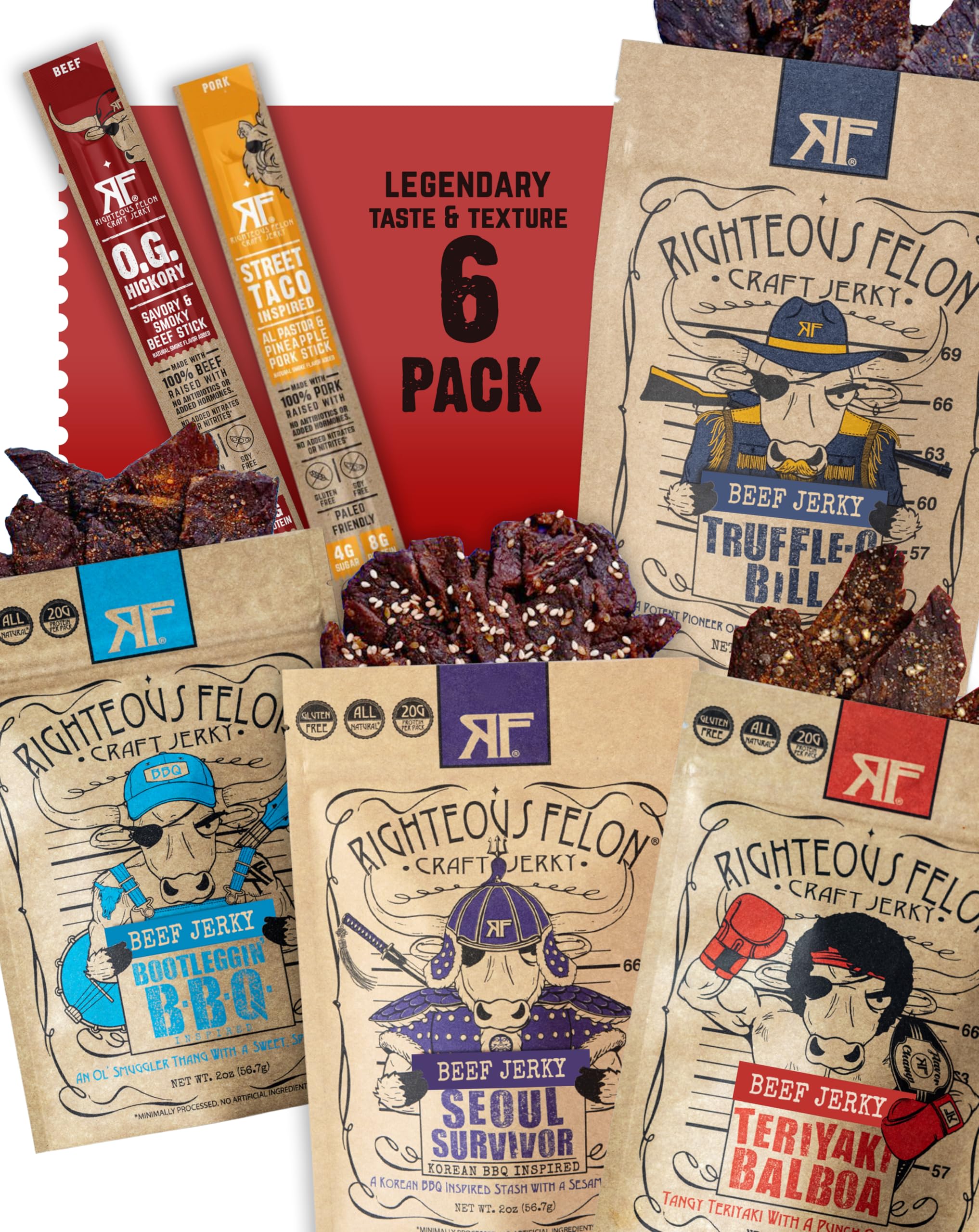 Righteous Felon jerky variety pack gift basket—perfect for gifting occasions.