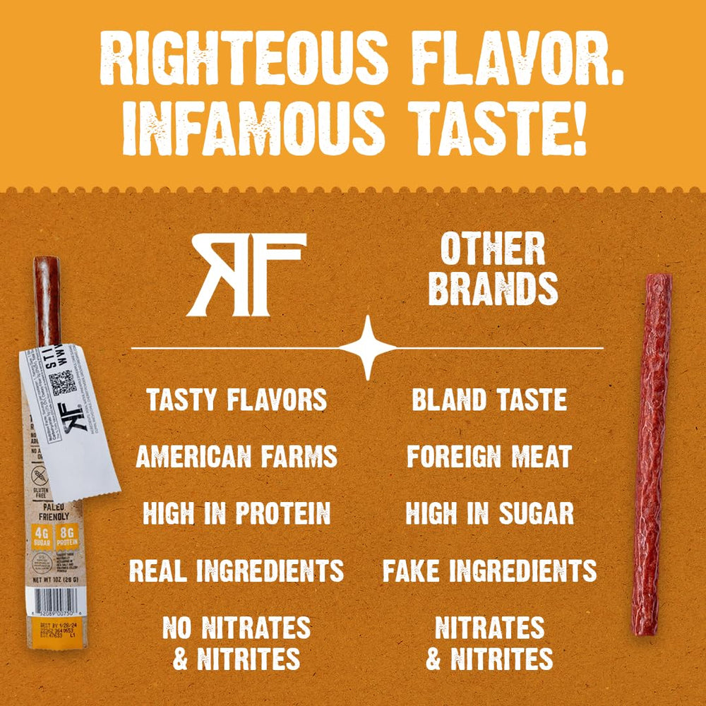Keto-friendly, gluten-free meat sticks ready to grab.