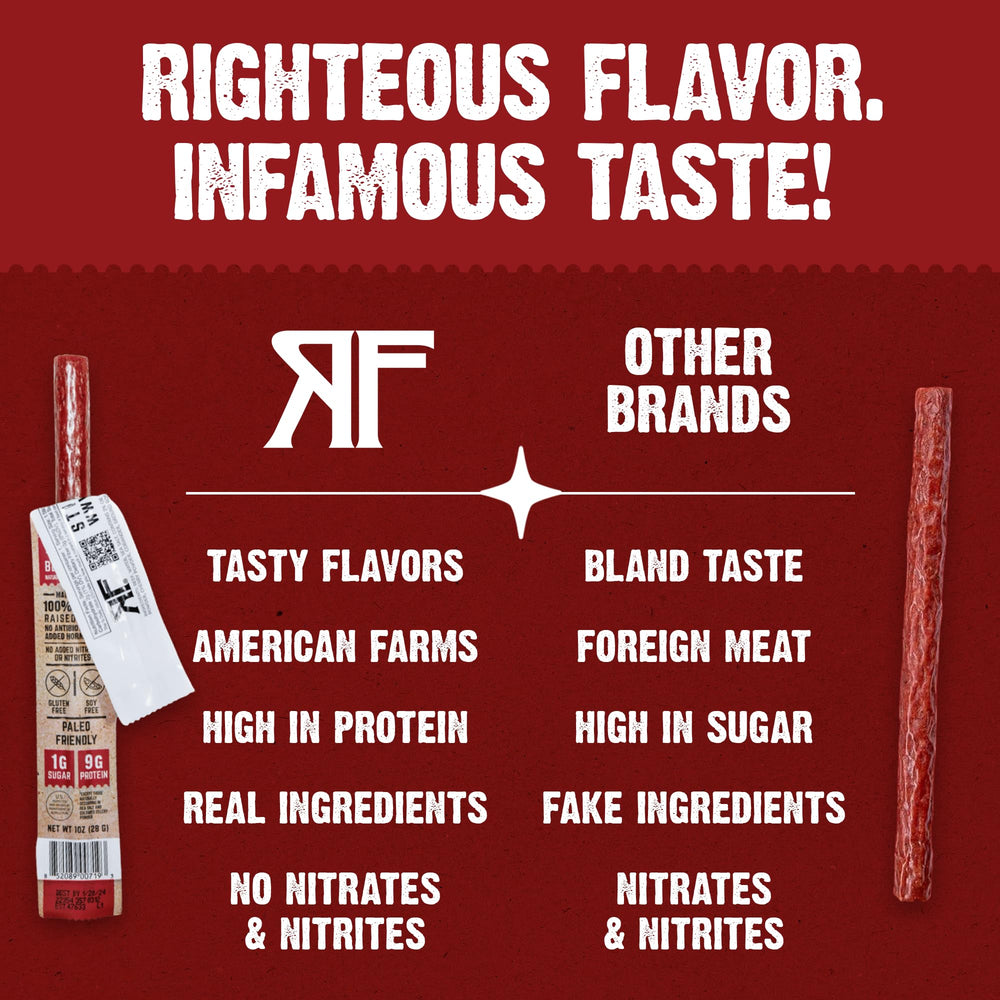 Righteous Felon keto snack on the go, high-protein beef stick