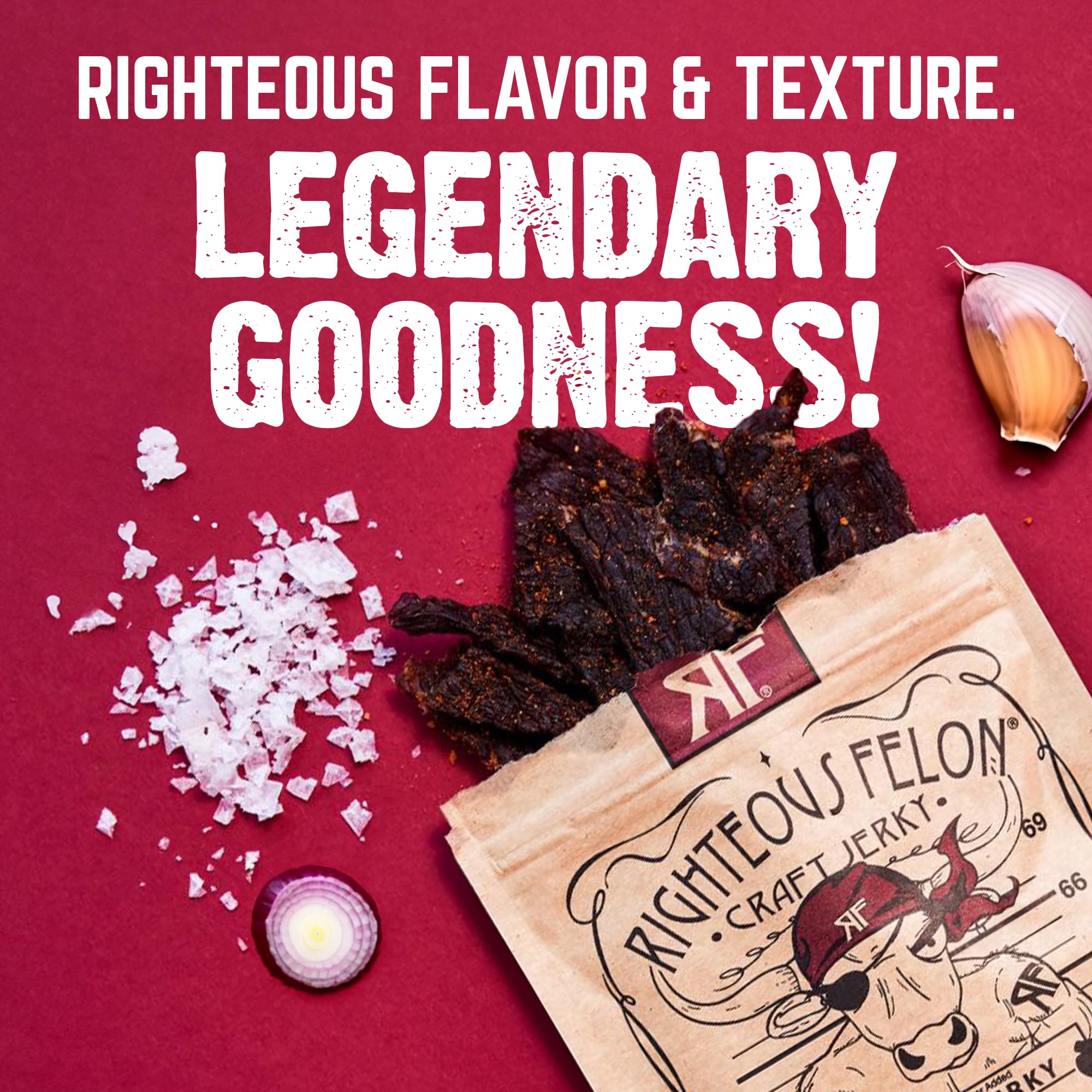 Righteous Felon meat sticks assortment with beef, pork, and turkey