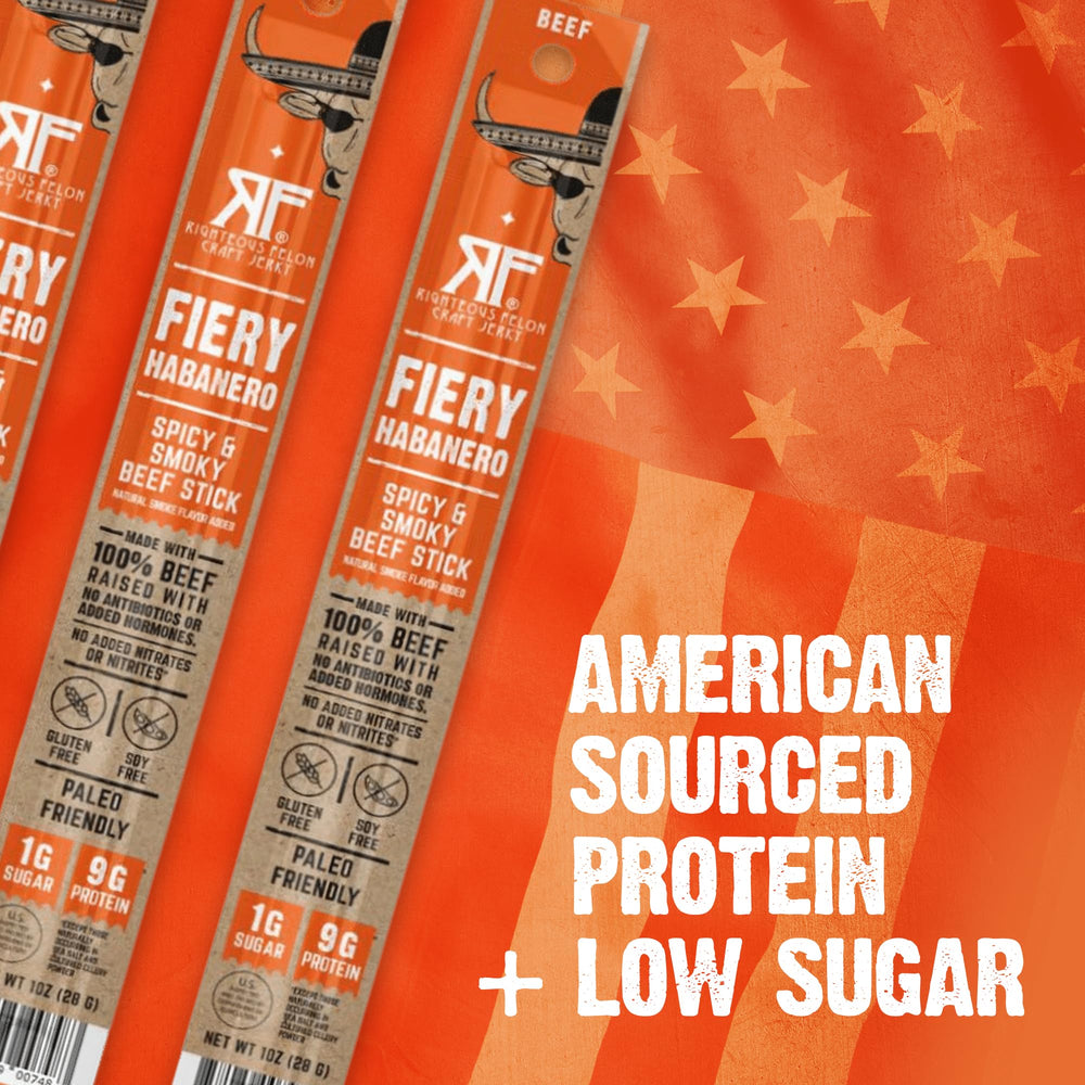 Righteous Felon individually wrapped meat sticks for portability