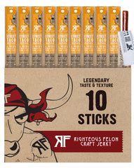 Righteous Felon Street Taco Pork Sticks packaging for convenient snacking