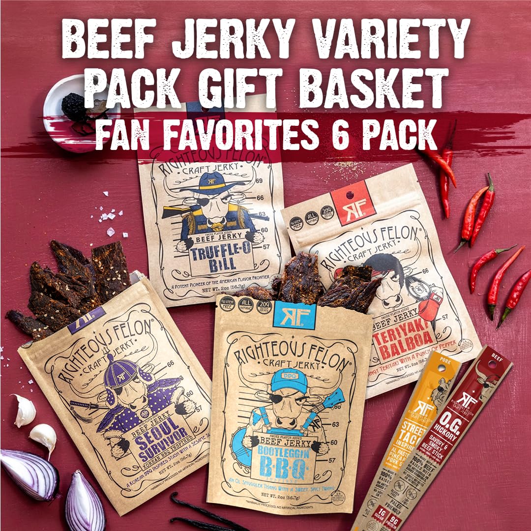 Righteous Felon turkey jerky strips—protein-rich snack for anytime.