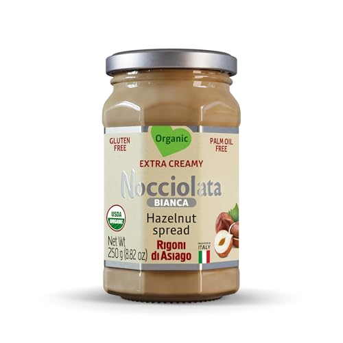 Nocciolata Bianca spread close-up, ideal for quick, cocoa-free snacks