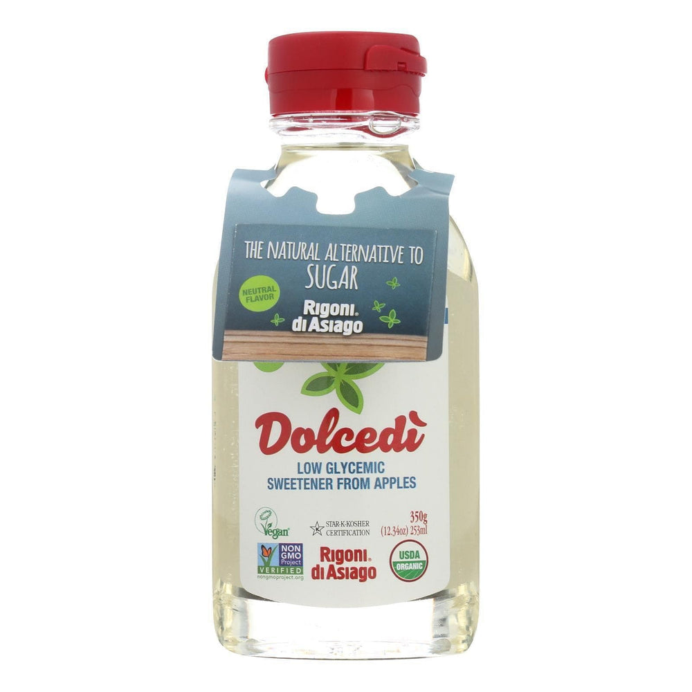 Rigoni di Asiago Dolcedi organic sweetener bottle pour for a low-calorie sugar substitute
