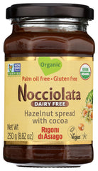 Rigoni Nocciolata hazelnut spread in a glass jar, creamy and organic; perfect on toast.