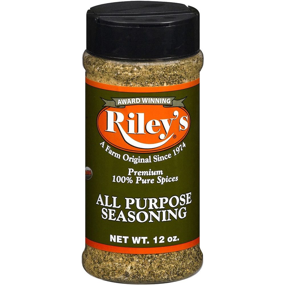 Riley's All Purpose Seasoning bottle adds versatile flavor with MSG-free, gluten-free, sugar-free benefits.