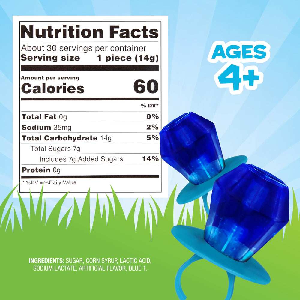 Ring Pop Colorfest Blue Raspberry gem on wearable ring for playful snacking.