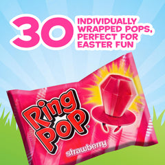Bulk Ring Pop Colorfest Pink pack shows 30 individually wrapped lollipops for easy sharing