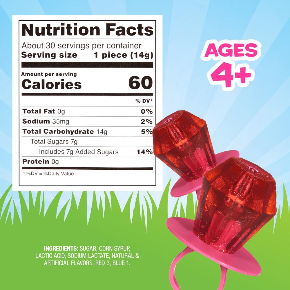 Ring Pop Colorfest Pink wearable ring displays a glossy pink candy gem for parties